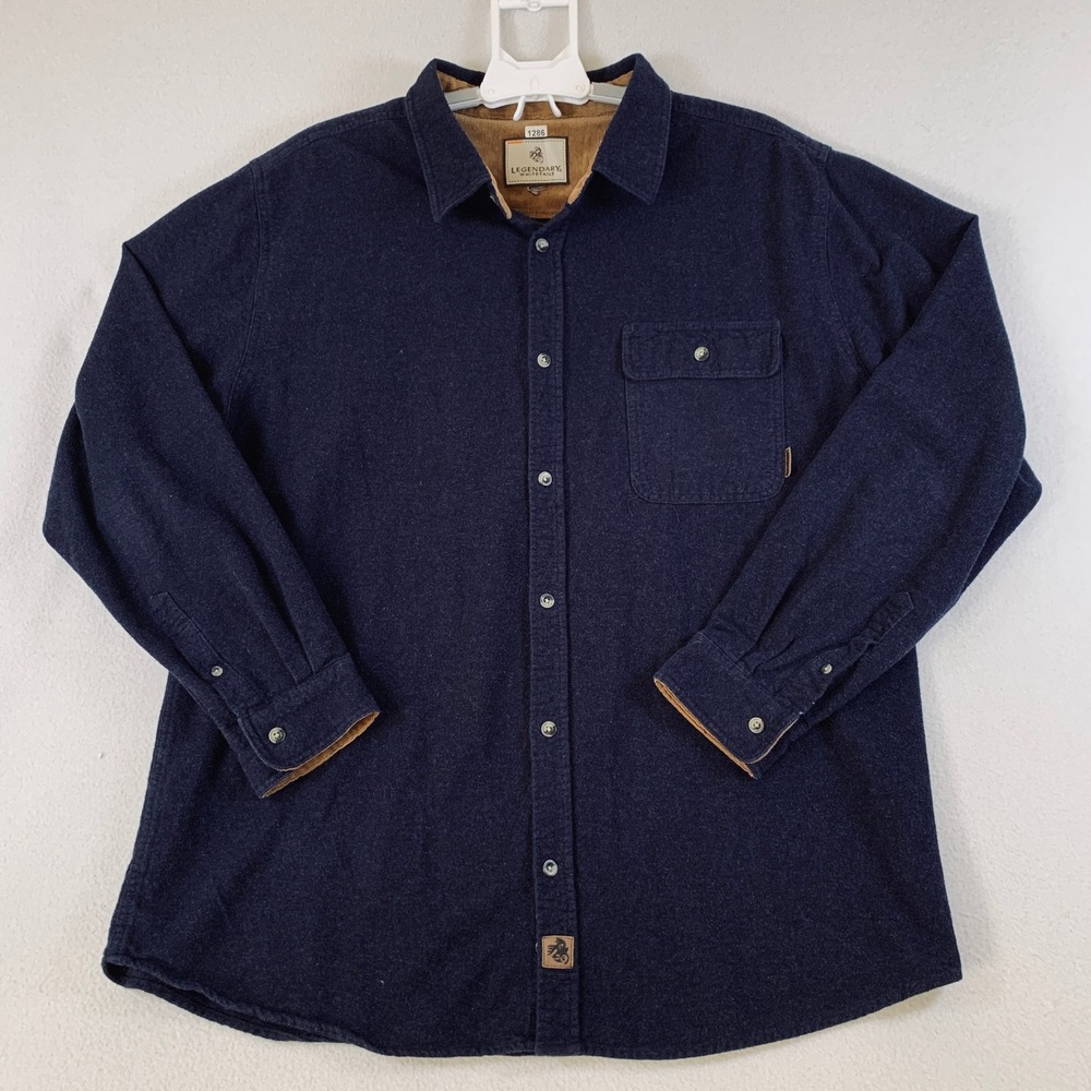 Legendary Whitetails Men's Long Sleeve Buck Camp Flannel Shirt‎ Cotton Navy 2XL?